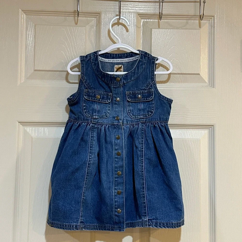 Baby Gap Denim Dress and Hat‎ Set Blue Vintage 80s 12-18M NWT 446098-00-1